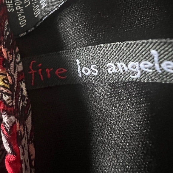 Fire Los Angeles Red and Blue Patterned Long Sleeve Dress Midi XL - Picture 3 of 12
